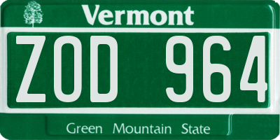 VT license plate ZOD964