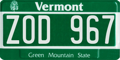 VT license plate ZOD967