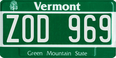 VT license plate ZOD969