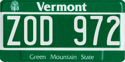 VT license plate ZOD972