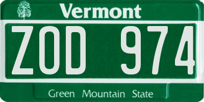 VT license plate ZOD974