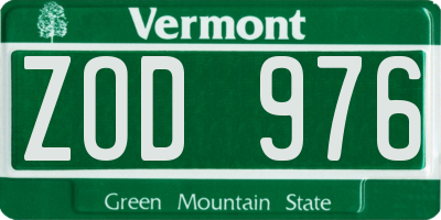 VT license plate ZOD976
