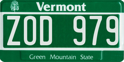 VT license plate ZOD979