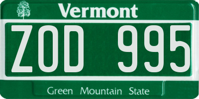 VT license plate ZOD995