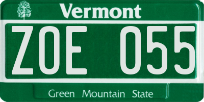 VT license plate ZOE055