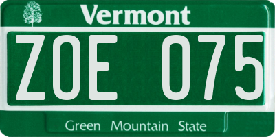 VT license plate ZOE075