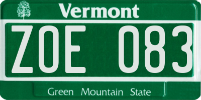 VT license plate ZOE083
