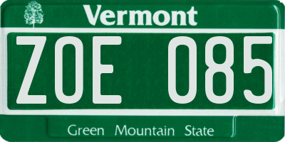 VT license plate ZOE085