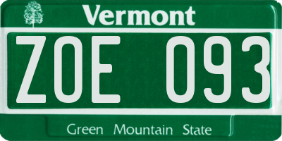 VT license plate ZOE093