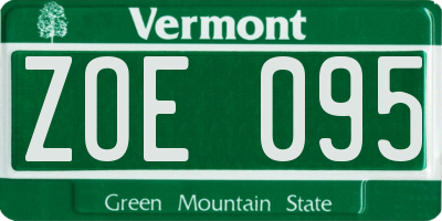 VT license plate ZOE095