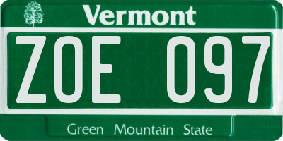 VT license plate ZOE097