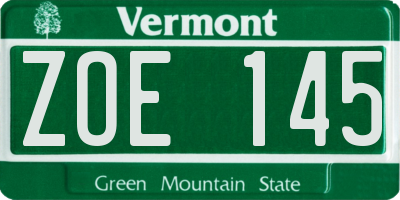 VT license plate ZOE145