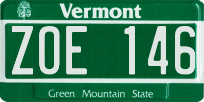 VT license plate ZOE146