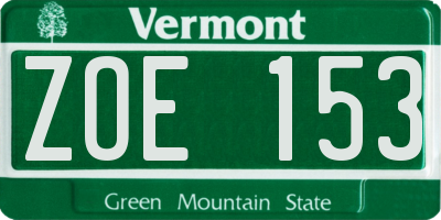 VT license plate ZOE153