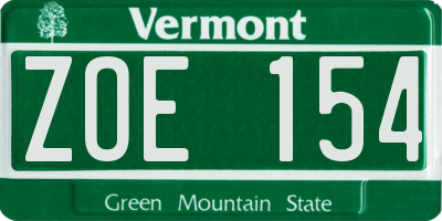 VT license plate ZOE154
