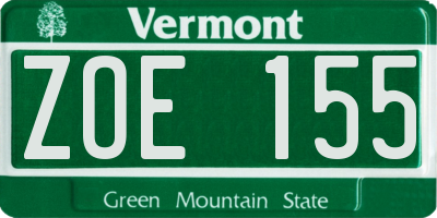 VT license plate ZOE155