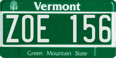 VT license plate ZOE156