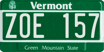 VT license plate ZOE157