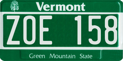 VT license plate ZOE158