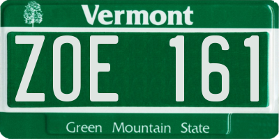 VT license plate ZOE161