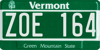 VT license plate ZOE164