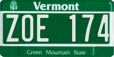 VT license plate ZOE174