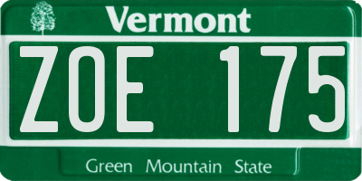 VT license plate ZOE175