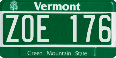 VT license plate ZOE176