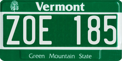 VT license plate ZOE185