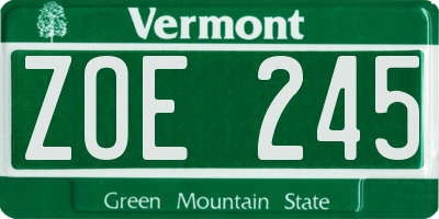 VT license plate ZOE245