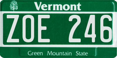 VT license plate ZOE246