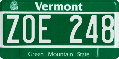 VT license plate ZOE248