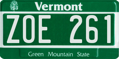 VT license plate ZOE261