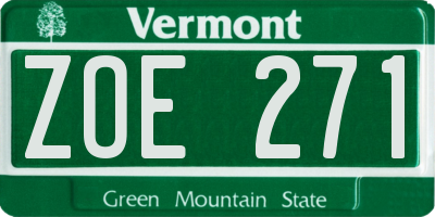 VT license plate ZOE271