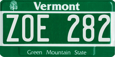 VT license plate ZOE282