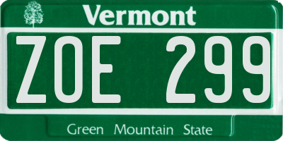 VT license plate ZOE299