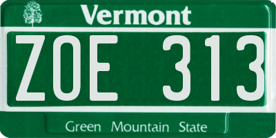VT license plate ZOE313