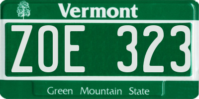 VT license plate ZOE323