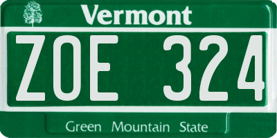 VT license plate ZOE324