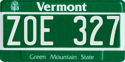VT license plate ZOE327