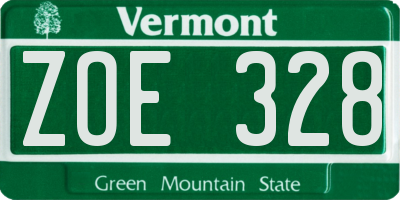VT license plate ZOE328