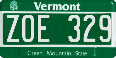 VT license plate ZOE329