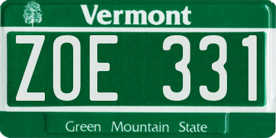 VT license plate ZOE331