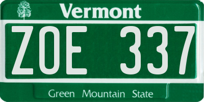 VT license plate ZOE337