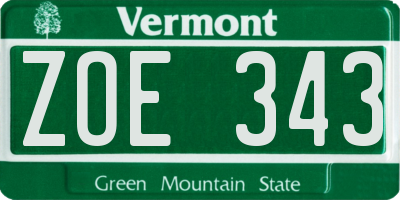 VT license plate ZOE343