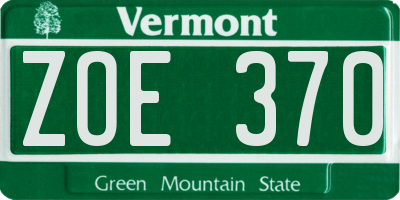 VT license plate ZOE370