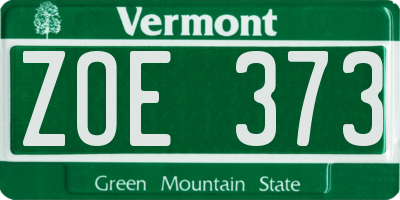 VT license plate ZOE373