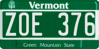 VT license plate ZOE376