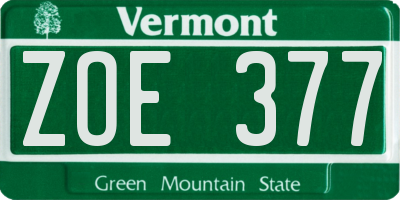 VT license plate ZOE377