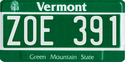 VT license plate ZOE391